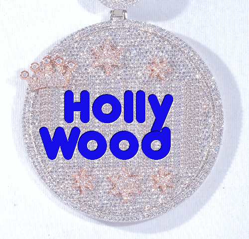 CUSTOM LETTER NECKLACE 3D BIG CROWN DISC