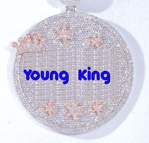CUSTOM LETTER NECKLACE 3D BIG CROWN DISC