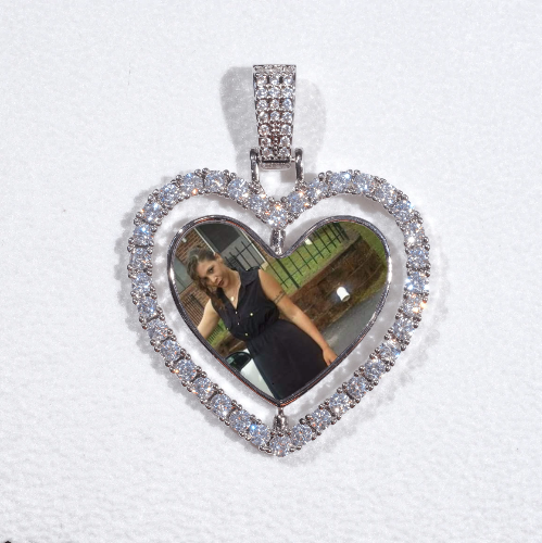 3D Spinning 2-Faced Heart Custom Picture Pendant
