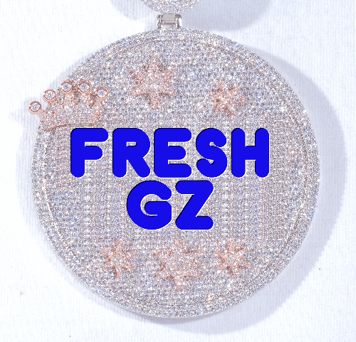 CUSTOM LETTER NECKLACE 3D BIG CROWN DISC