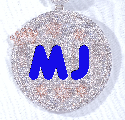 CUSTOM LETTER NECKLACE 3D BIG CROWN DISC