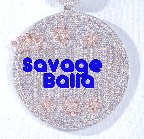 CUSTOM LETTER NECKLACE 3D BIG CROWN DISC