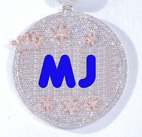 CUSTOM LETTER NECKLACE 3D BIG CROWN DISC