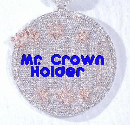 CUSTOM LETTER NECKLACE 3D BIG CROWN DISC