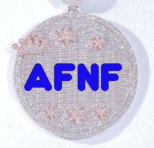 CUSTOM LETTER NECKLACE 3D BIG CROWN DISC