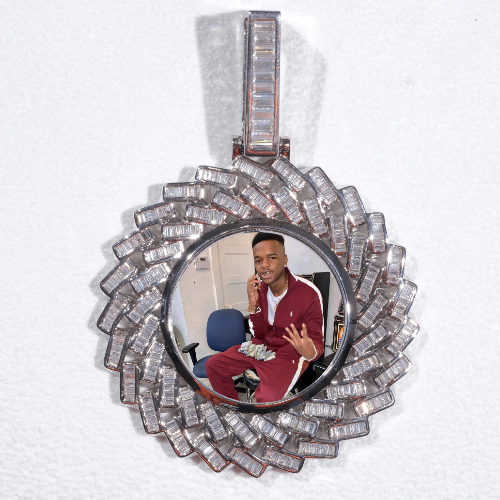 Large 3D Baguette Custom Picture Pendant