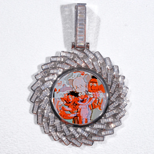 Large 3D Baguette Custom Picture Pendant