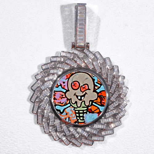Large 3D Baguette Custom Picture Pendant