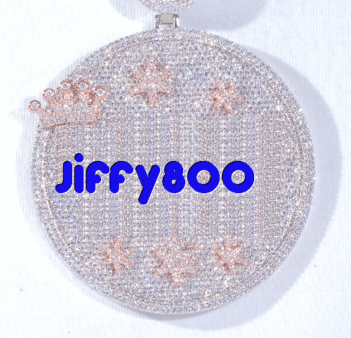 CUSTOM LETTER NECKLACE 3D BIG CROWN DISC
