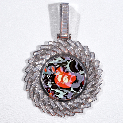 Large 3D Baguette Custom Picture Pendant