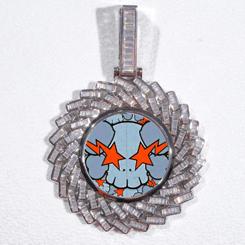 Large 3D Baguette Custom Picture Pendant