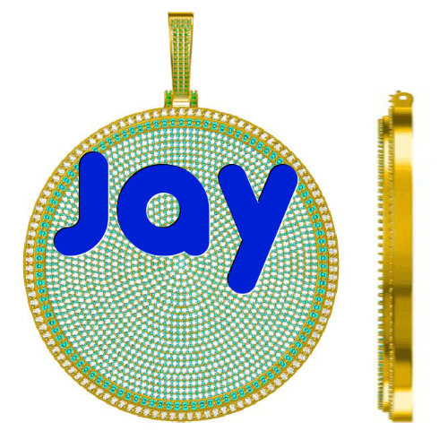 CUSTOM LETTER NECKLACE 3D BIG DISC