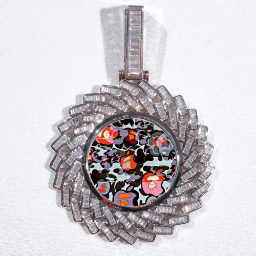 Large 3D Baguette Custom Picture Pendant