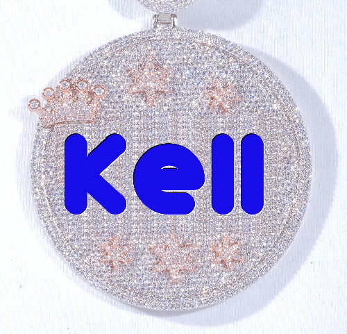 CUSTOM LETTER NECKLACE 3D BIG CROWN DISC