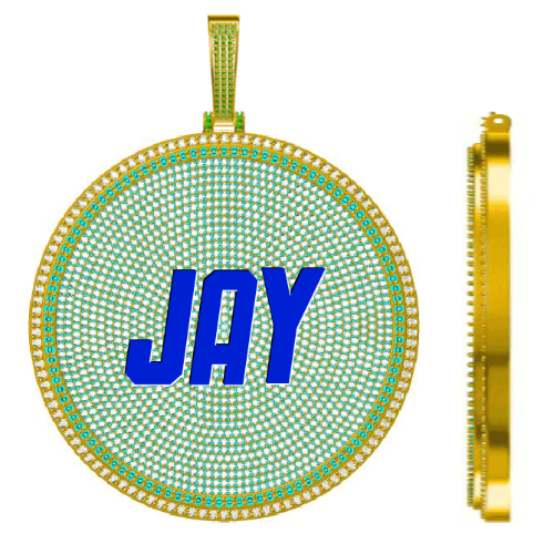CUSTOM LETTER NECKLACE 3D BIG DISC