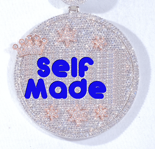 CUSTOM LETTER NECKLACE 3D BIG CROWN DISC