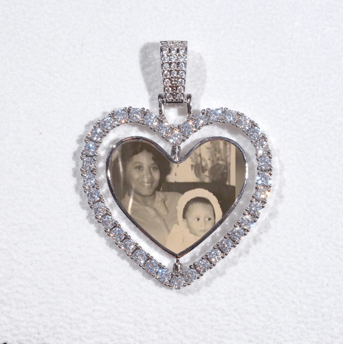 3D Spinning 2-Faced Heart Custom Picture Pendant