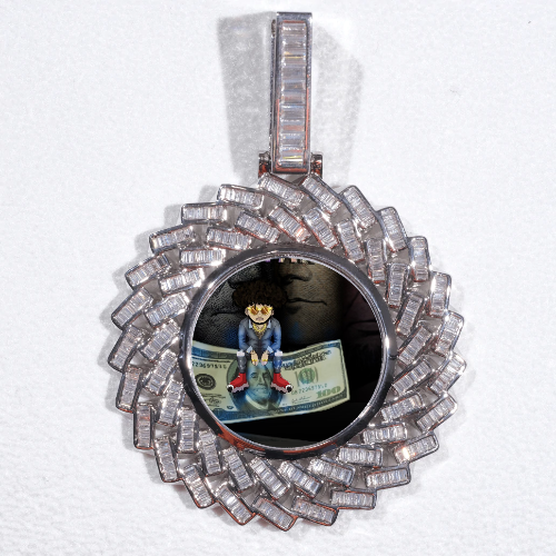 Large 3D Baguette Custom Picture Pendant