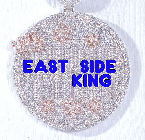 CUSTOM LETTER NECKLACE 3D BIG CROWN DISC