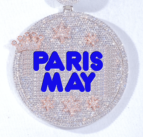 CUSTOM LETTER NECKLACE 3D BIG CROWN DISC
