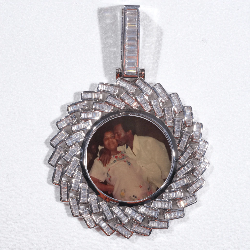 Large 3D Baguette Custom Picture Pendant