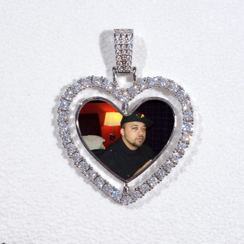 3D Spinning 2-Faced Heart Custom Picture Pendant