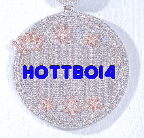 CUSTOM LETTER NECKLACE 3D BIG CROWN DISC