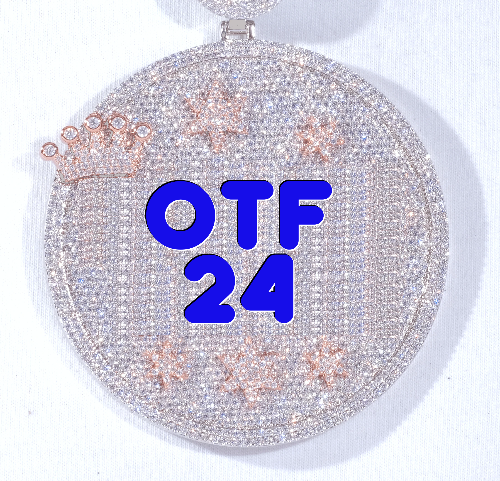CUSTOM LETTER NECKLACE 3D BIG CROWN DISC