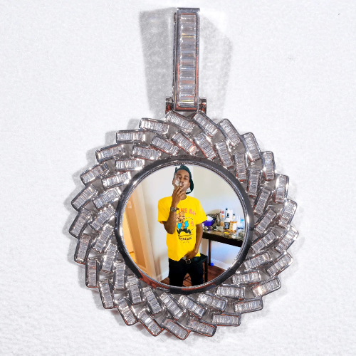 Large 3D Baguette Custom Picture Pendant