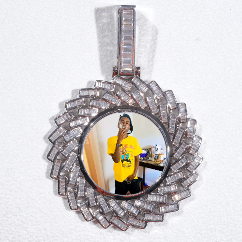 Large 3D Baguette Custom Picture Pendant