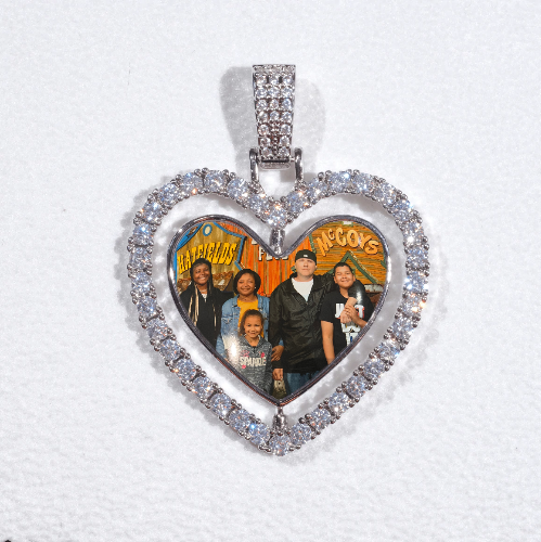 3D Spinning 2-Faced Heart Custom Picture Pendant