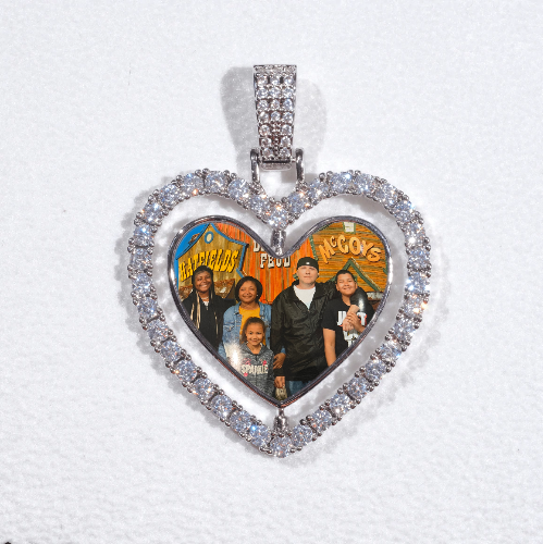 3D Spinning 2-Faced Heart Custom Picture Pendant