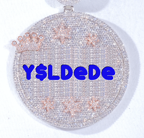 CUSTOM LETTER NECKLACE 3D BIG CROWN DISC