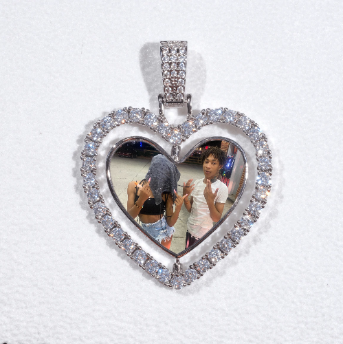 3D Spinning 2-Faced Heart Custom Picture Pendant