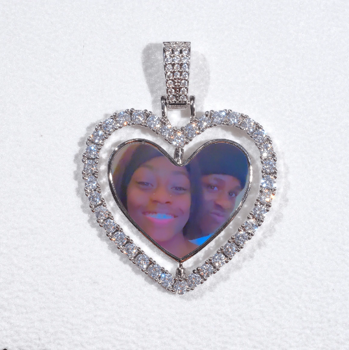 3D Spinning 2-Faced Heart Custom Picture Pendant