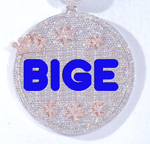 CUSTOM LETTER NECKLACE 3D BIG CROWN DISC