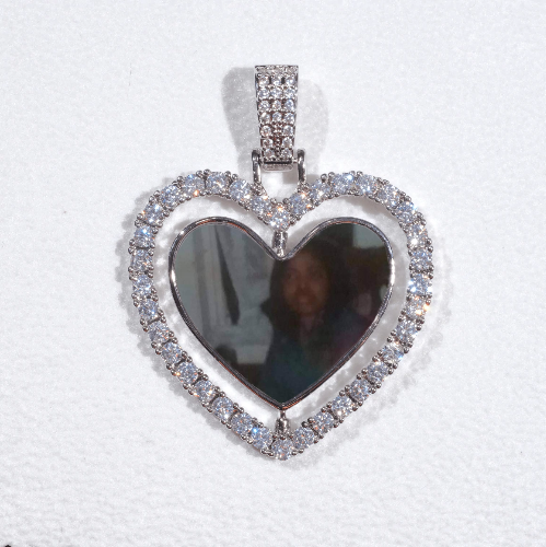 3D Spinning 2-Faced Heart Custom Picture Pendant