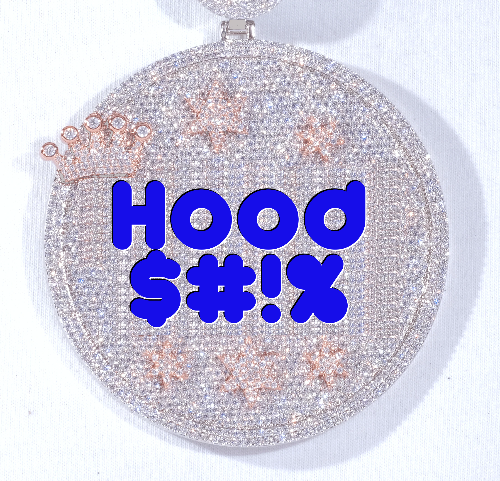 CUSTOM LETTER NECKLACE 3D BIG CROWN DISC