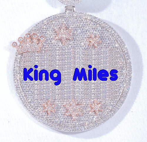 CUSTOM LETTER NECKLACE 3D BIG CROWN DISC