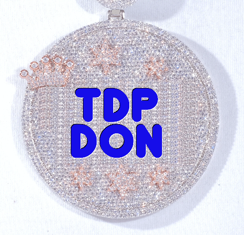 CUSTOM LETTER NECKLACE 3D BIG CROWN DISC