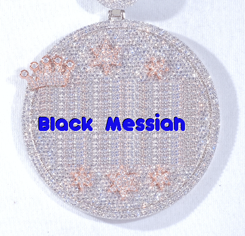 CUSTOM LETTER NECKLACE 3D BIG CROWN DISC