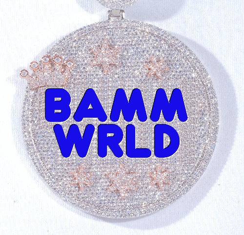 CUSTOM LETTER NECKLACE 3D BIG CROWN DISC