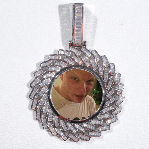 Large 3D Baguette Custom Picture Pendant