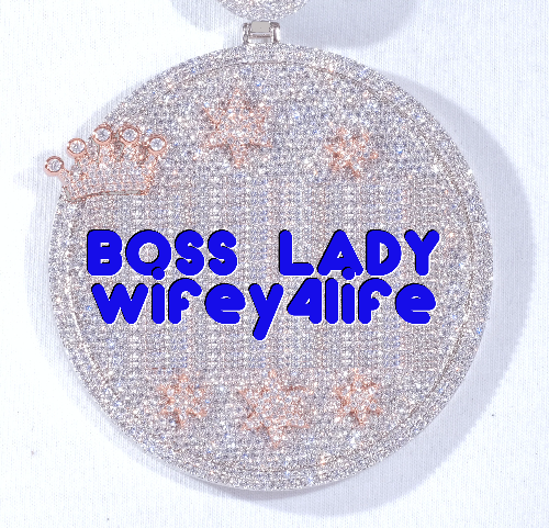 CUSTOM LETTER NECKLACE 3D BIG CROWN DISC