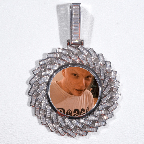 Large 3D Baguette Custom Picture Pendant