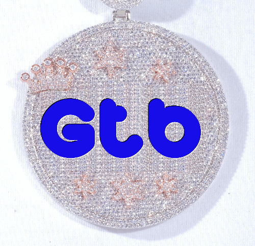 CUSTOM LETTER NECKLACE 3D BIG CROWN DISC