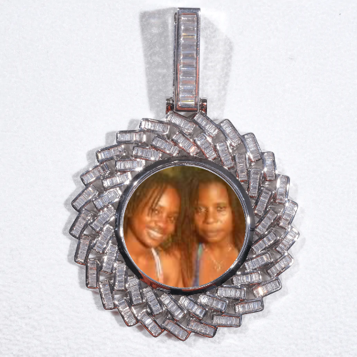 Large 3D Baguette Custom Picture Pendant