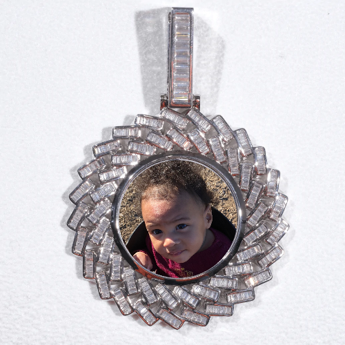 Large 3D Baguette Custom Picture Pendant