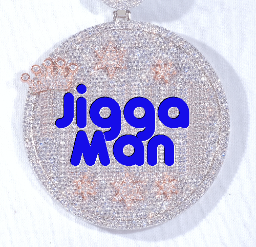 CUSTOM LETTER NECKLACE 3D BIG CROWN DISC