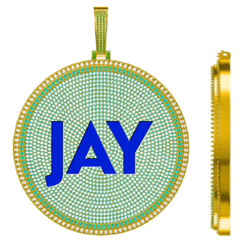 CUSTOM LETTER NECKLACE 3D BIG DISC